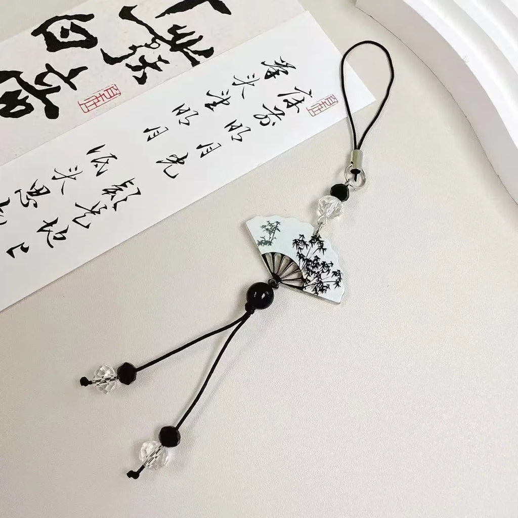 Guofeng floral pattern bead pendant keychain with Chinese style design