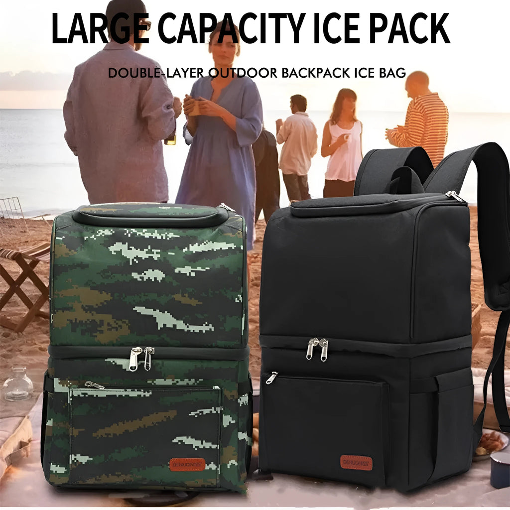 Double layer insulated backpack with ice pack compartment in blue colour option