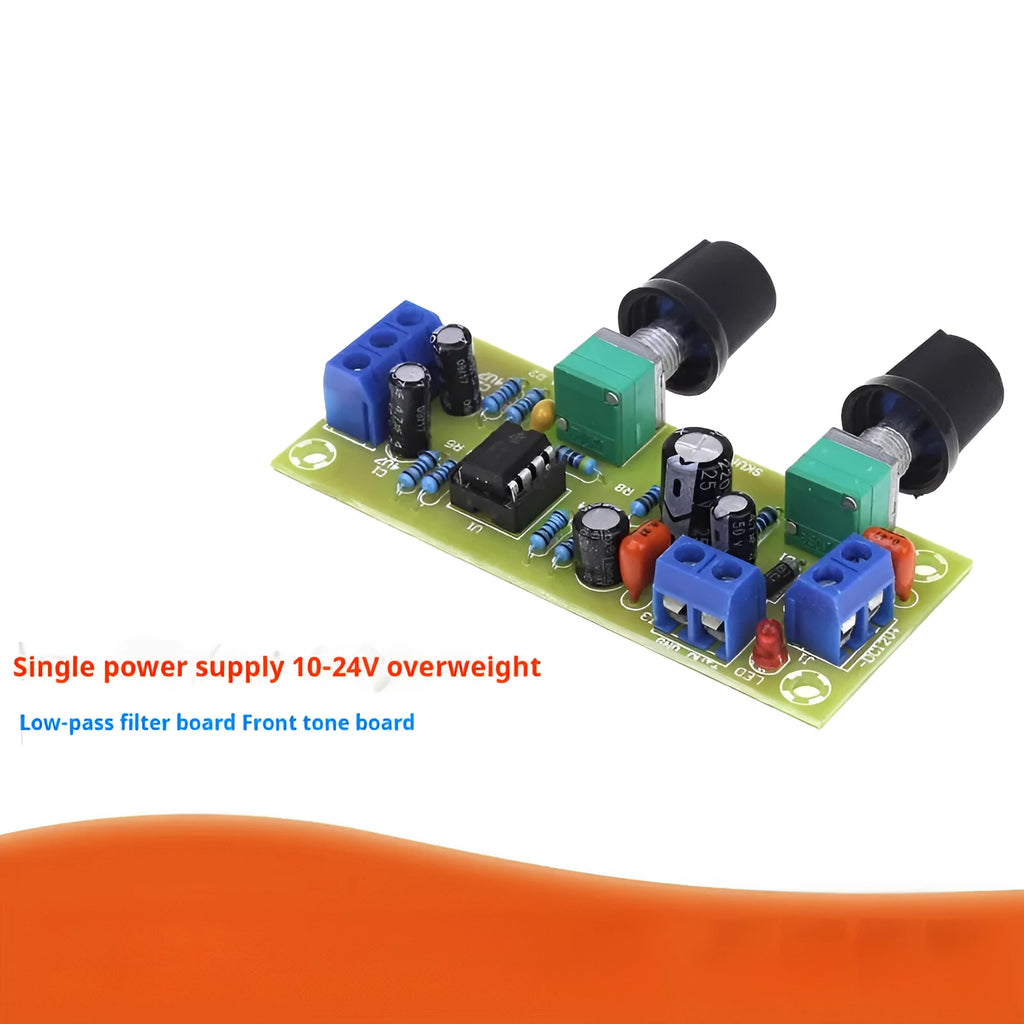 Single power supply 10-24V front stage audio board with FR-4 PCB and mounting holes