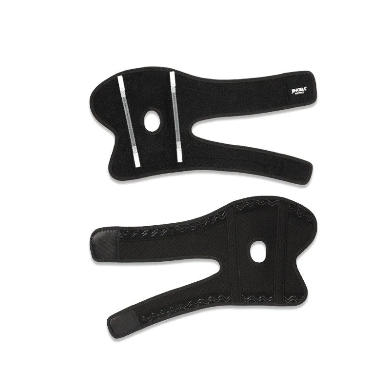 A black adjustable sports elbow guard worn on an arm, suitable for badminton and basketball.