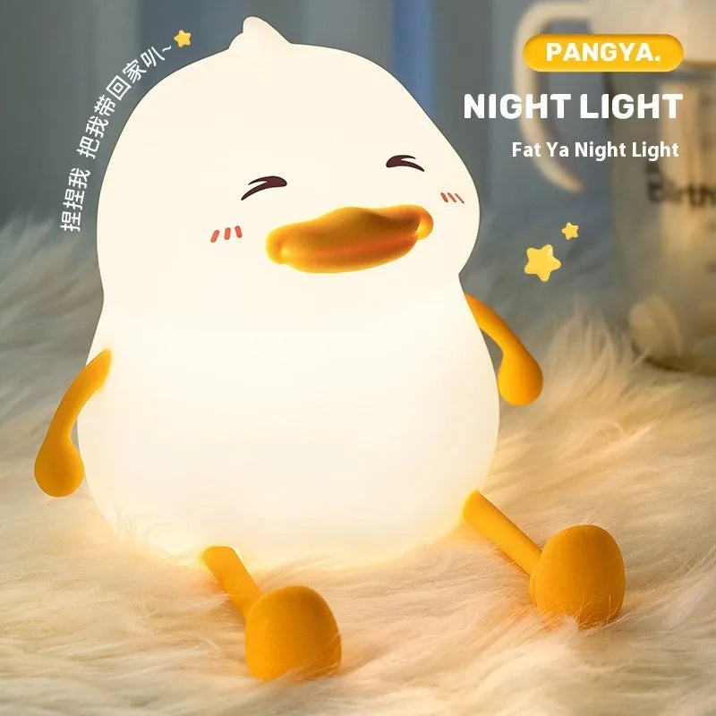 Chubby silicone night light with phone holder, showing dimensions 108x104x128mm