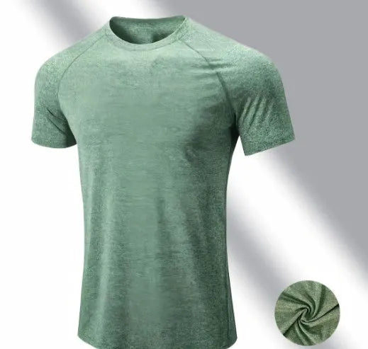 Men's quick-dry stretch polyester t-shirt in black, grey, green or pink colours
