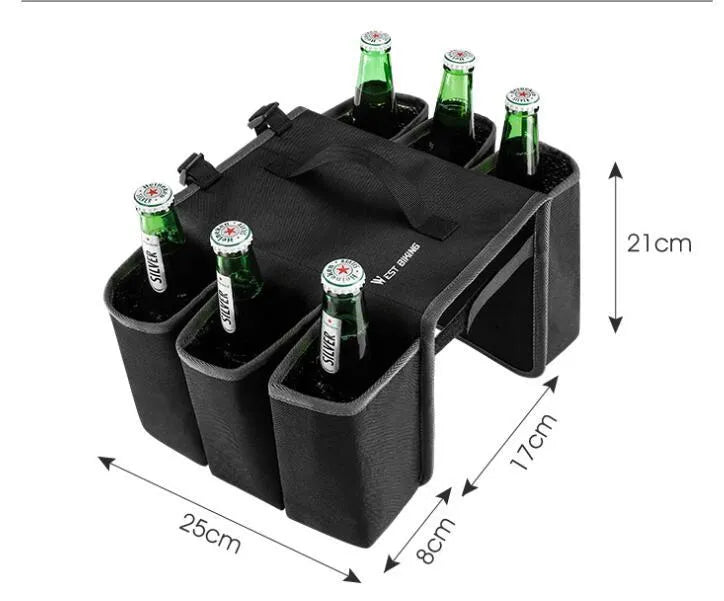 Black bicycle drink pack with double-sided storage shelf and anti-scratch 600D PVC material
