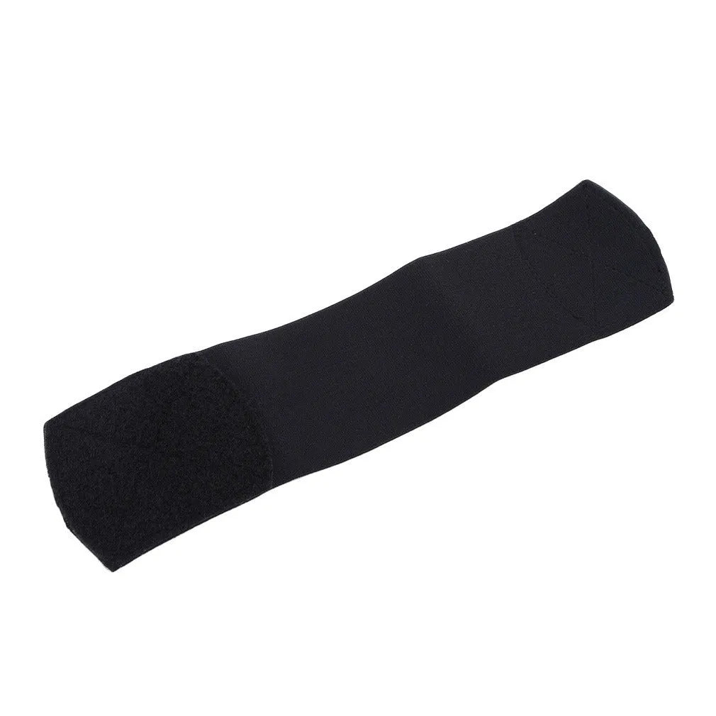 Rubber football shin guard fixation strap shown in multiple colours with approximate 25x6.5cm dimensions