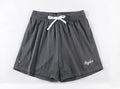 Men's personalised double-layer mesh sports shorts in multiple colours on a size chart.