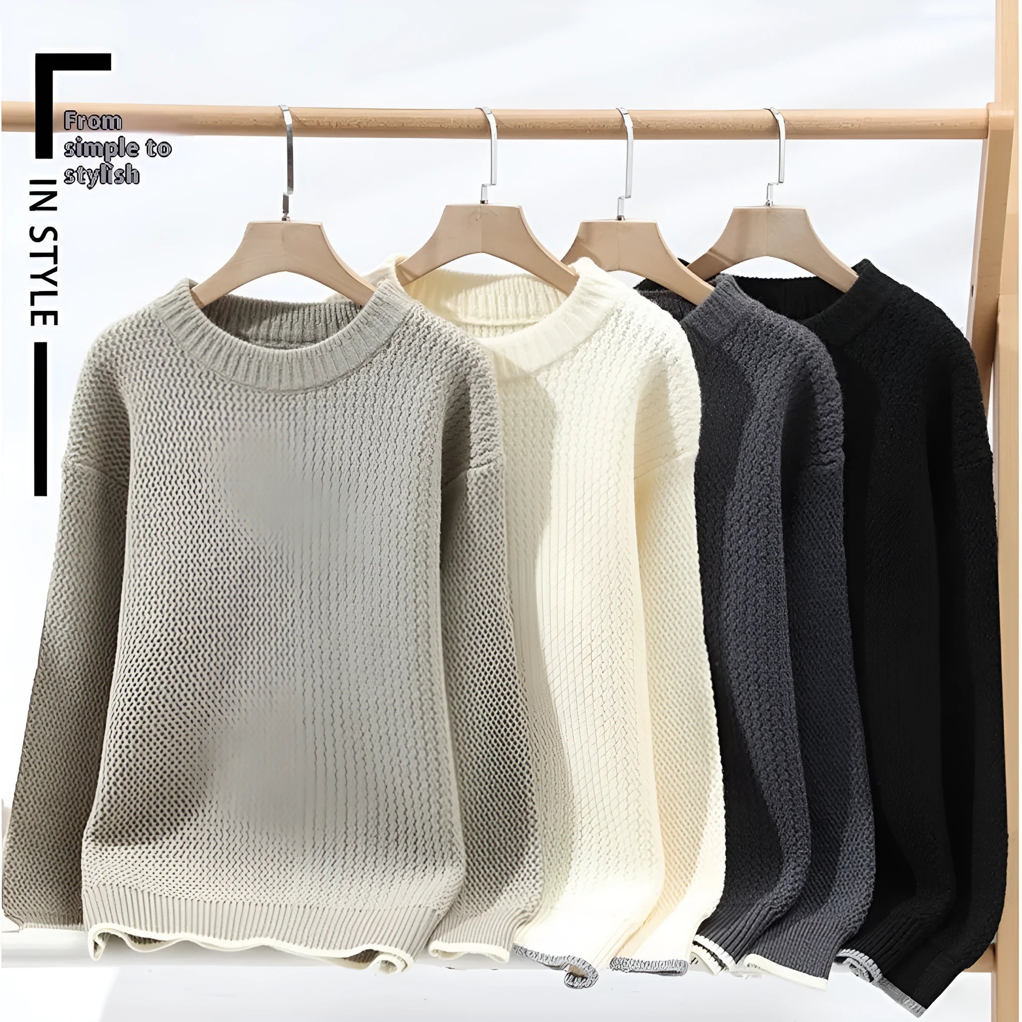Men's loose fit round neck casual sweater in chemical fibre blend fabric available in multiple colours