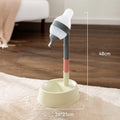 Green adjustable standing water dispenser for pets with a detachable bowl and pole.