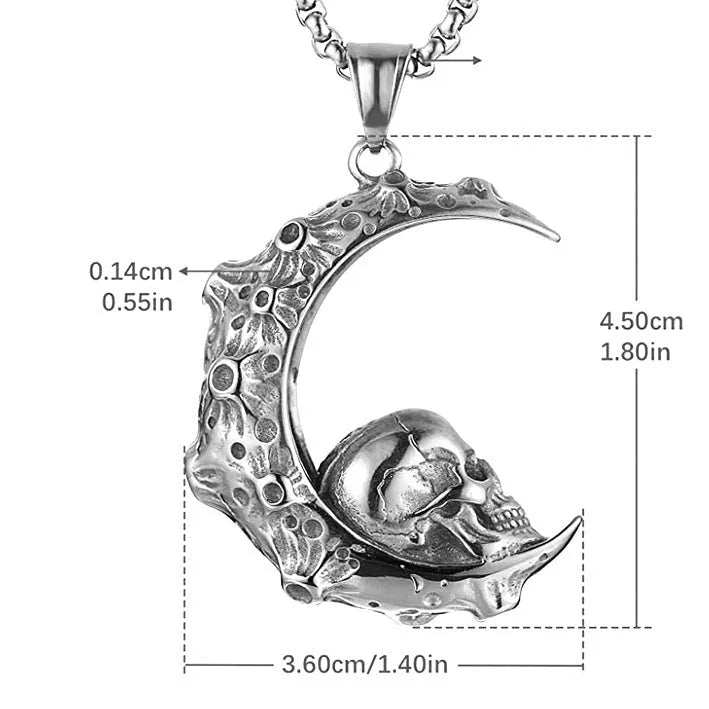 Men's silver stainless steel necklace with alloy skull pendant