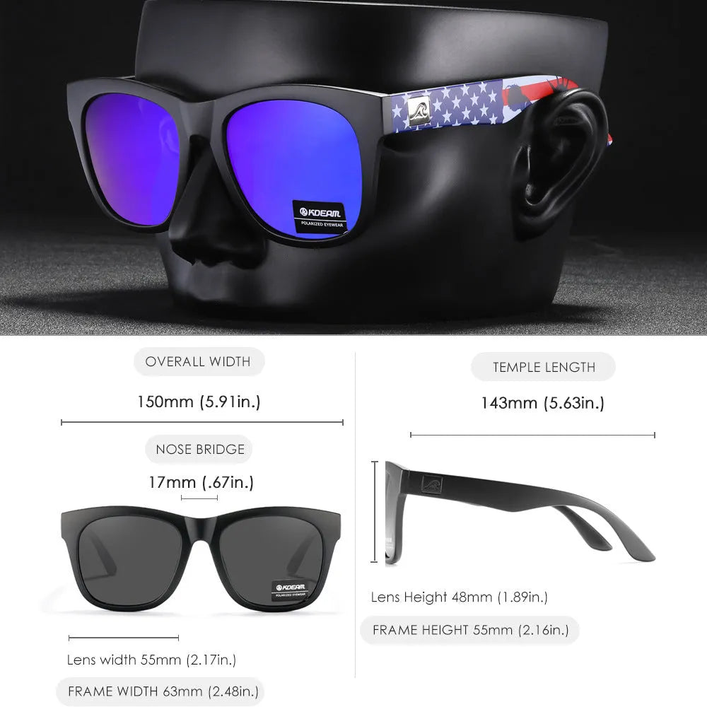 Thickened frame polarised sunglasses with TAC lenses for outdoor UV protection.