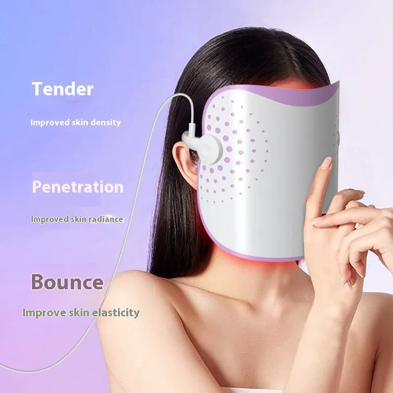 White and purple photon IPL beauty mask device with plug-in power cord