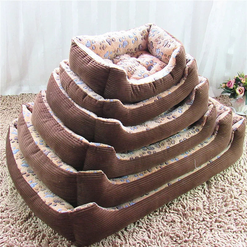 Plush pet bed with raised edges in beige colour, showing soft texture and contained sleeping area for pets