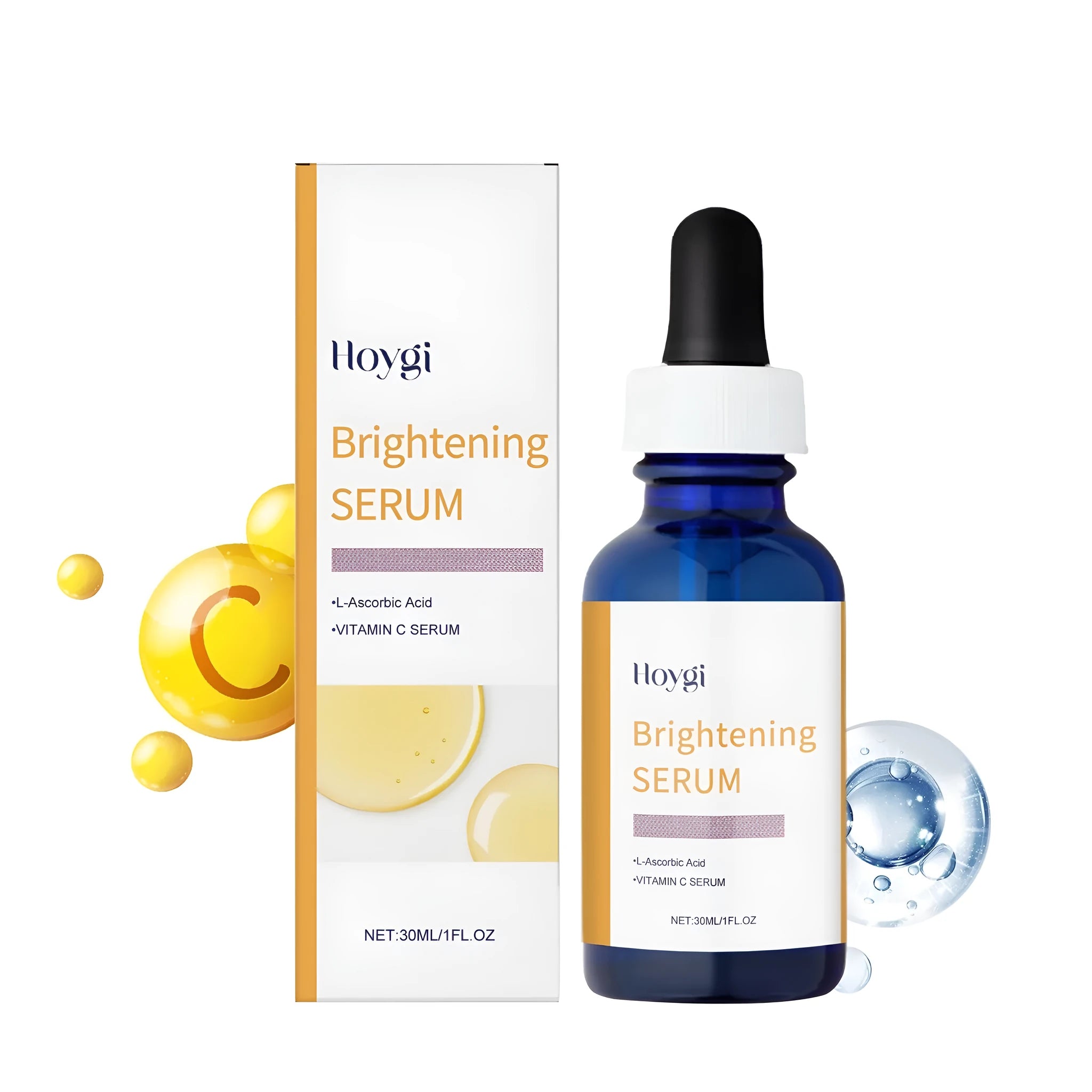 30ml bottle of Vitamin C Solution serum with a dropper, containing vitamin C and vitamin E.