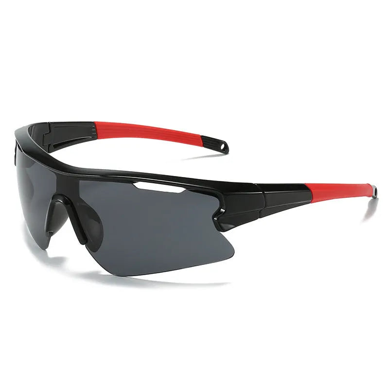 Windproof sports sunglasses with polycarbonate UV400 lenses in black frame grey lens option
