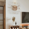 Transparent wooden frame wall clock with modern design measuring 35cm square
