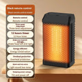 Black compact desktop smart heater with remote control and shaking head feature for small room warming
