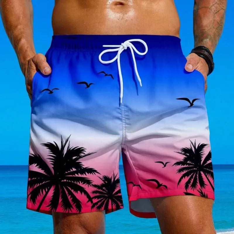 Men's loose board swimming trunks in polyester fiber with ethnic style design available in multiple colours