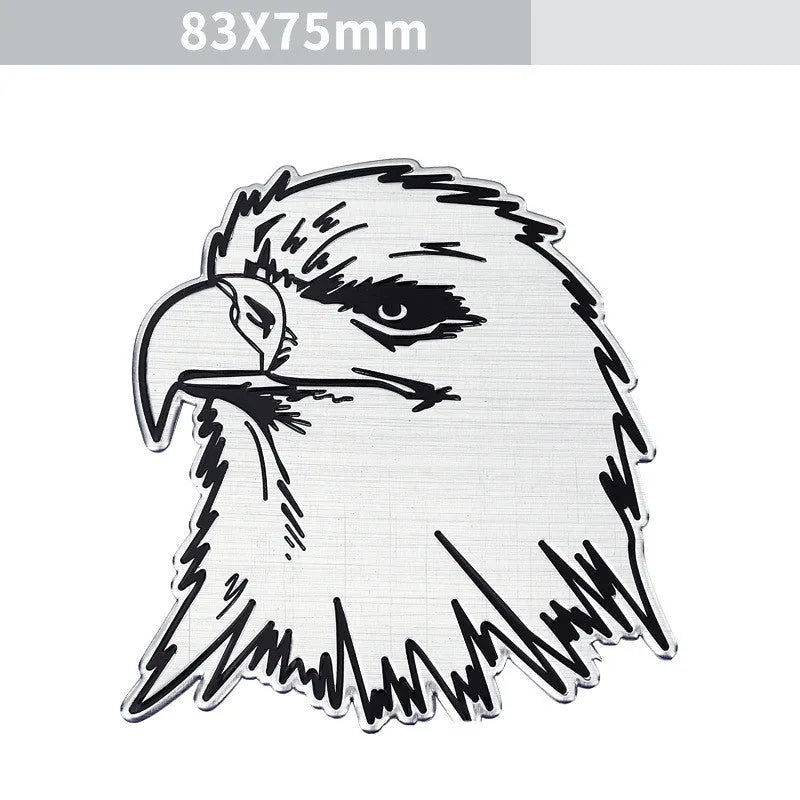 Aluminium car body sticker in animal designs like lion, eagle, and wolf for vehicle personalisation.