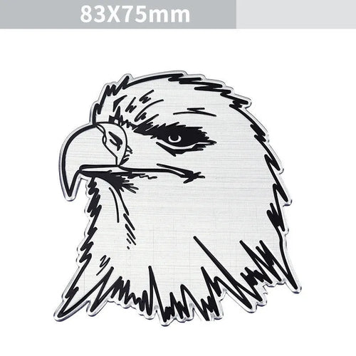 Aluminium car body sticker in animal designs like lion, eagle, and wolf for vehicle personalisation.