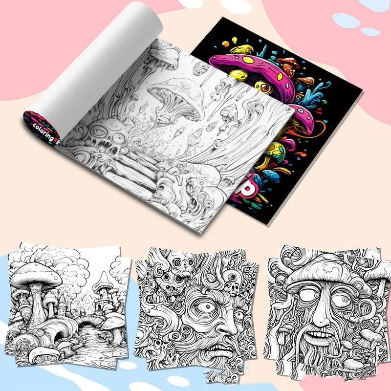Acid tour coloured Creative Painting Book showing its 200mm length and paper pages.