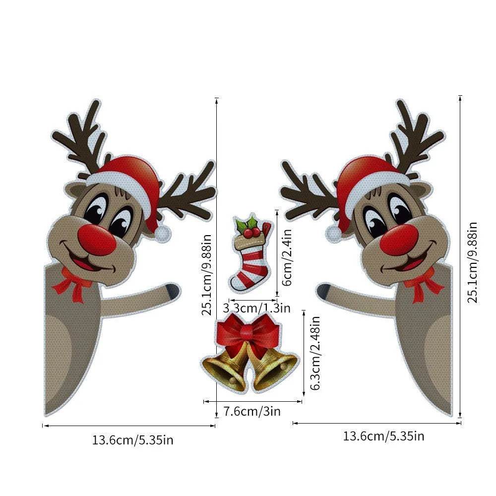 Christmas elk bell magnetic luminous reflective bumper sticker set for car decoration