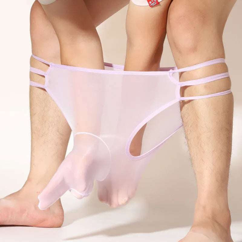 Men's transparent elephant nose shorts in various colours with mid waist design and nylon fabric