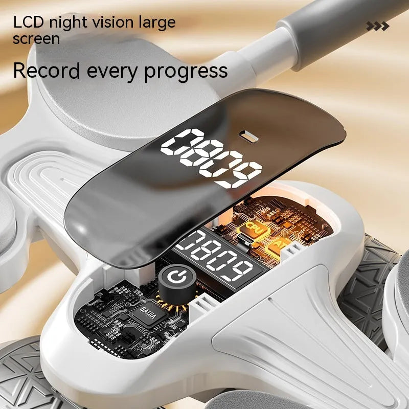 White LED timing fitness roller equipment for belly contraction and rolling exercises