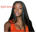 Black long straight wig with centre-parted bangs made from high-temperature fibre