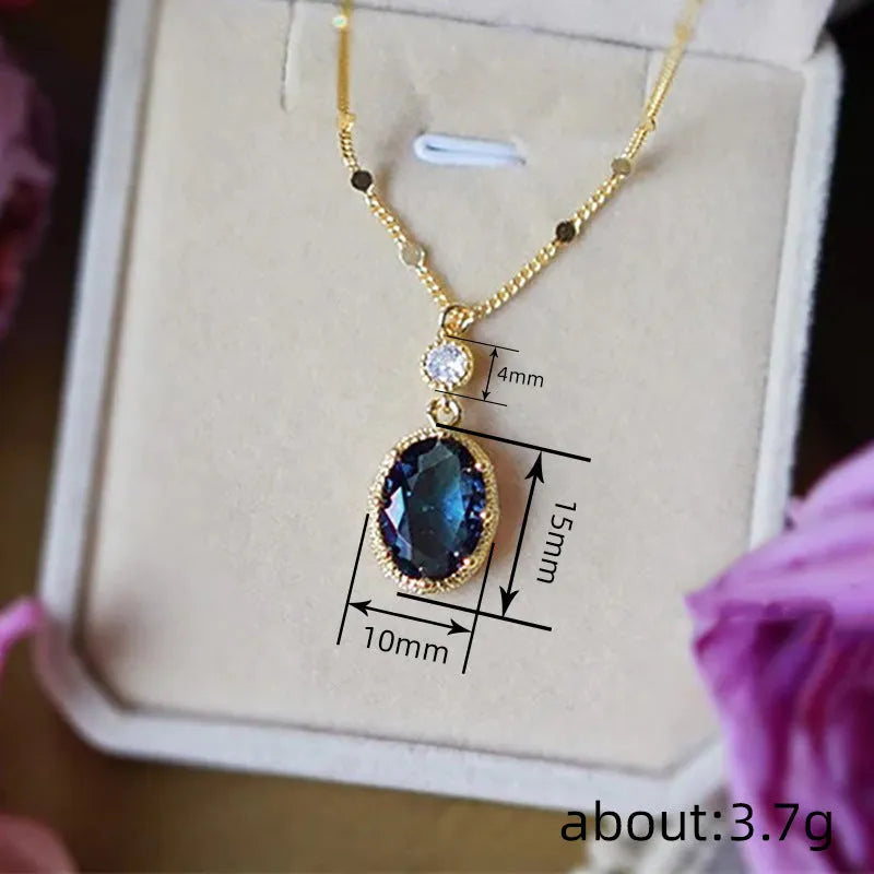 French retro geometric copper necklace with gold electroplated finish