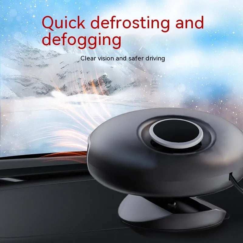 Black ABS car warm air blower heater with long cable for 12V or 24V vehicle defrosting