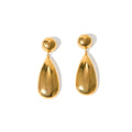 Gold tone stainless steel hemisphere water drop pendant earrings geometric design