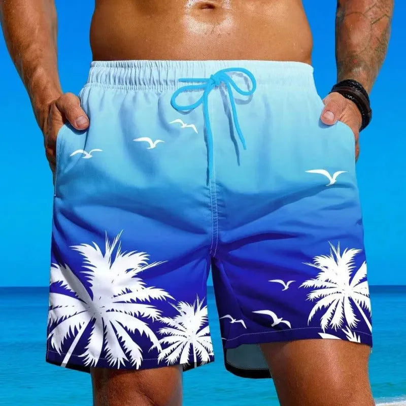 Men's loose board swimming trunks in polyester fiber with ethnic style design available in multiple colours