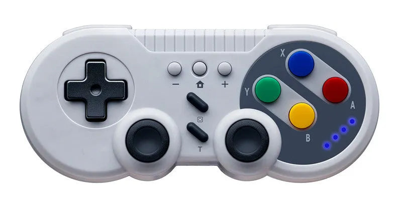 SWH wireless game controller for Nintendo Switch in various colours on a black background.