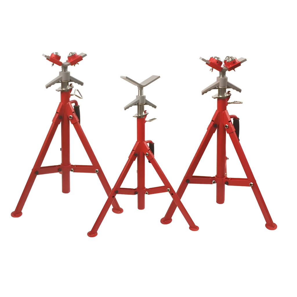 Metal V-head pipe bracket with ball mount options for steel pipe support