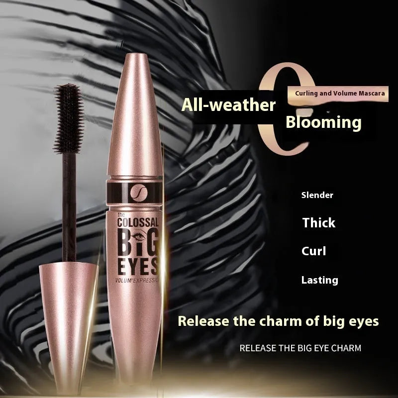 Black sweatproof and waterproof thick curling mascara 12ml tube on white background