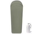 Blue mummy-style nylon camping sleeping bag for adults measuring 210x80x60cm