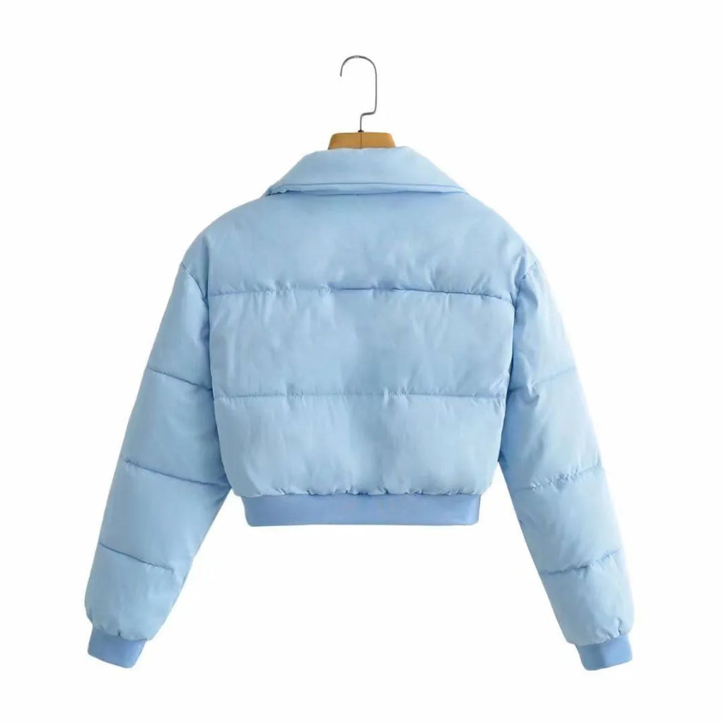 Women's loose fit polyester leisure jacket in blue, grey, black or milky white with long sleeves