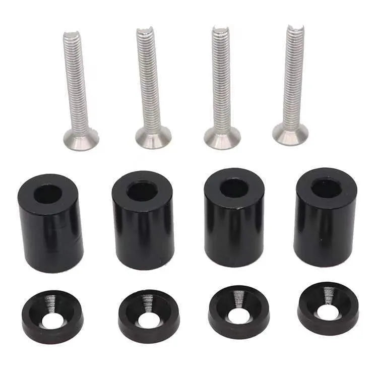 Aluminium machine cover shim pack with screws, nuts and washers for 6mm and 8mm automotive apertures