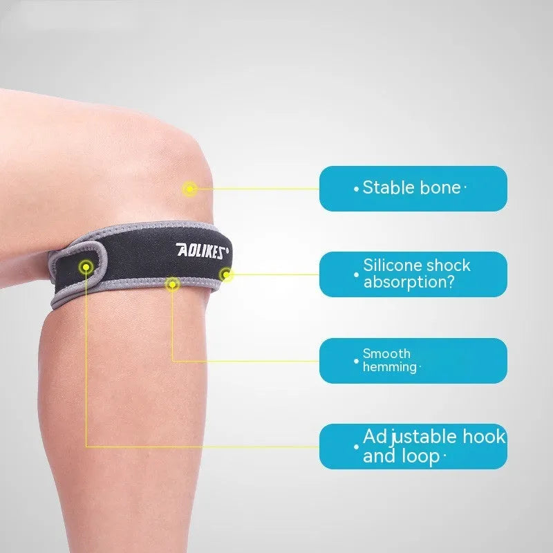 Black and grey sports knee pad with patellar retinaculum design for adult running protection