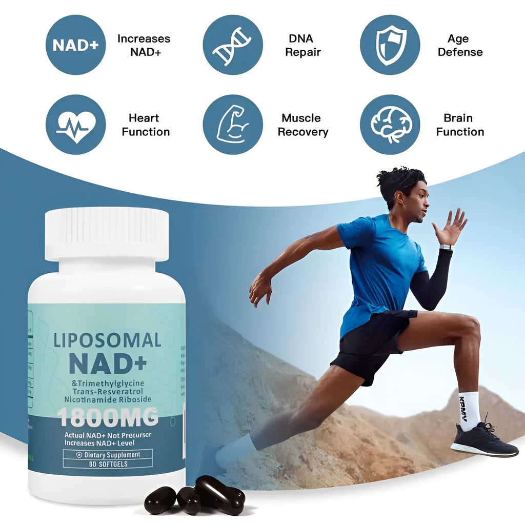 Bottle of Nicotinamide Mononucleotide NMN gel capsules supplement, 60 or 120 pieces.