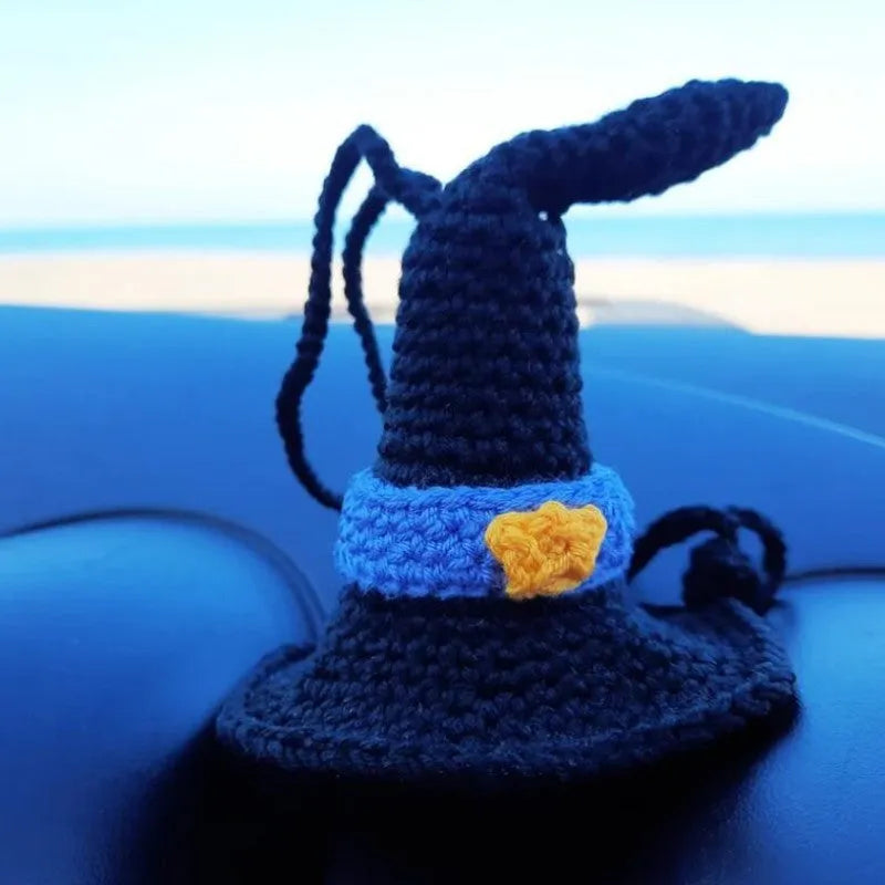 Plush hand-woven car hanging ornament with Halloween cartoon design on polyester fabric
