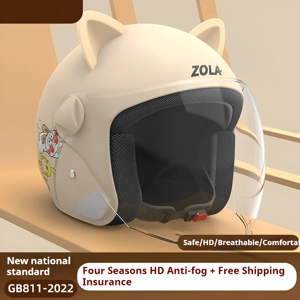 Electric bicycle helmet with winter scarf attachment in blue colour with anti-fog visor