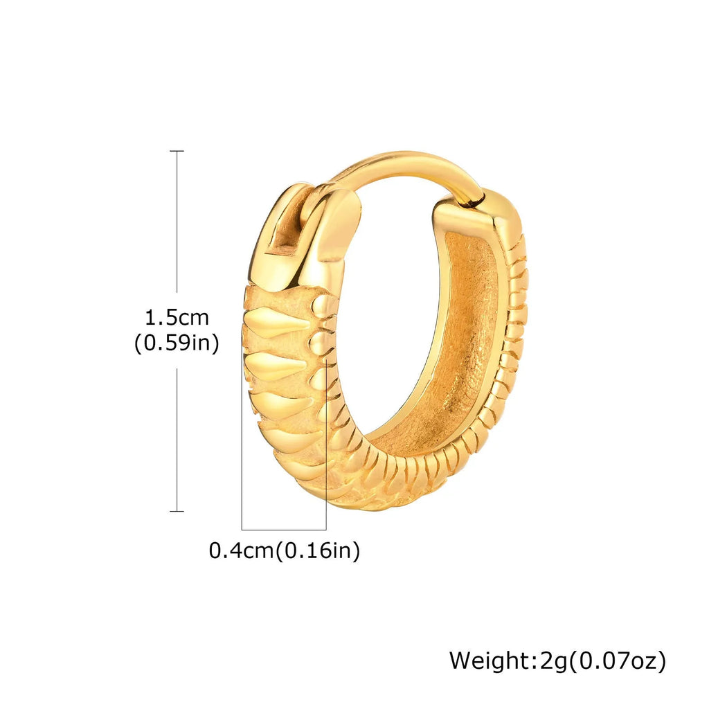 Stainless steel snake pattern hip hop ear rings in black or gold colour options