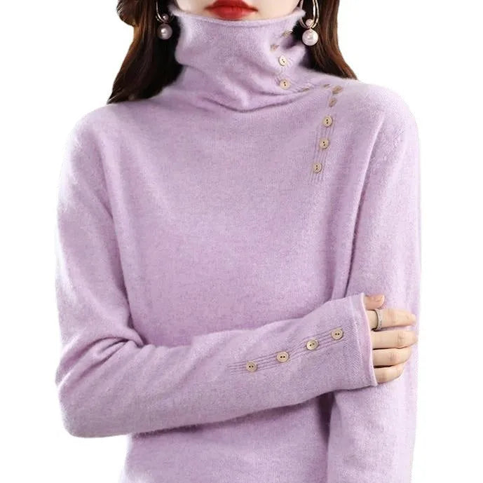 Women's knitted bottoming shirt in core-spun yarn fabric showing 3D pattern detail