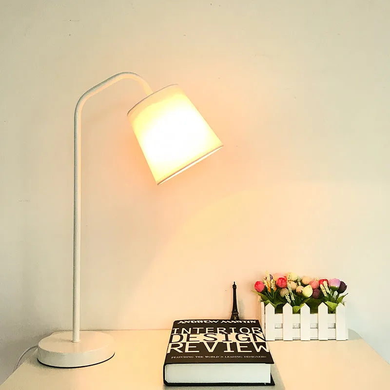 Modern Nordic table lamp with LED light source and solid wood base