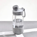 Portable cup with plastic straw in grey, green or pink with cartoon pattern design
