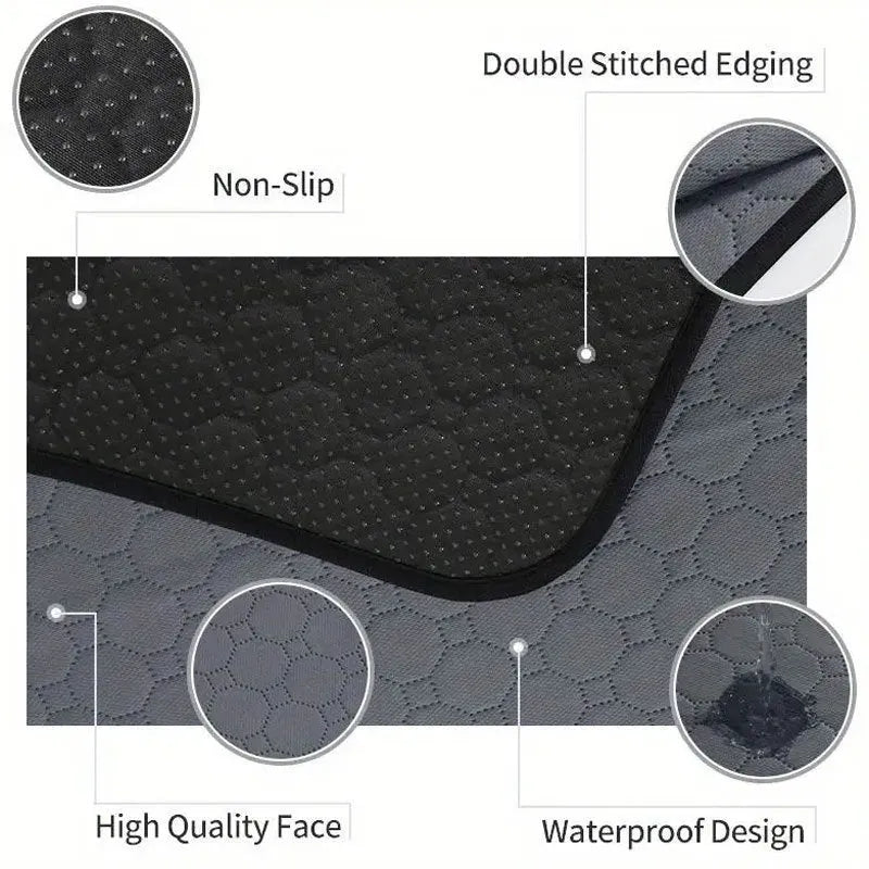 Washable dog pee pads in grey and khaki colours measuring 18 by 24 inches