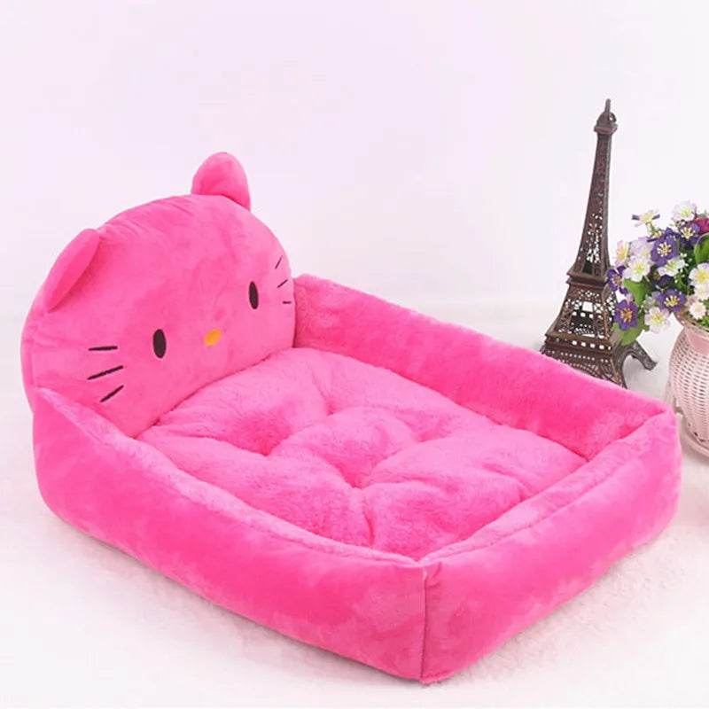 A cartoon-style washable pet bed sofa for small dogs and cats, shown in a blue colour.