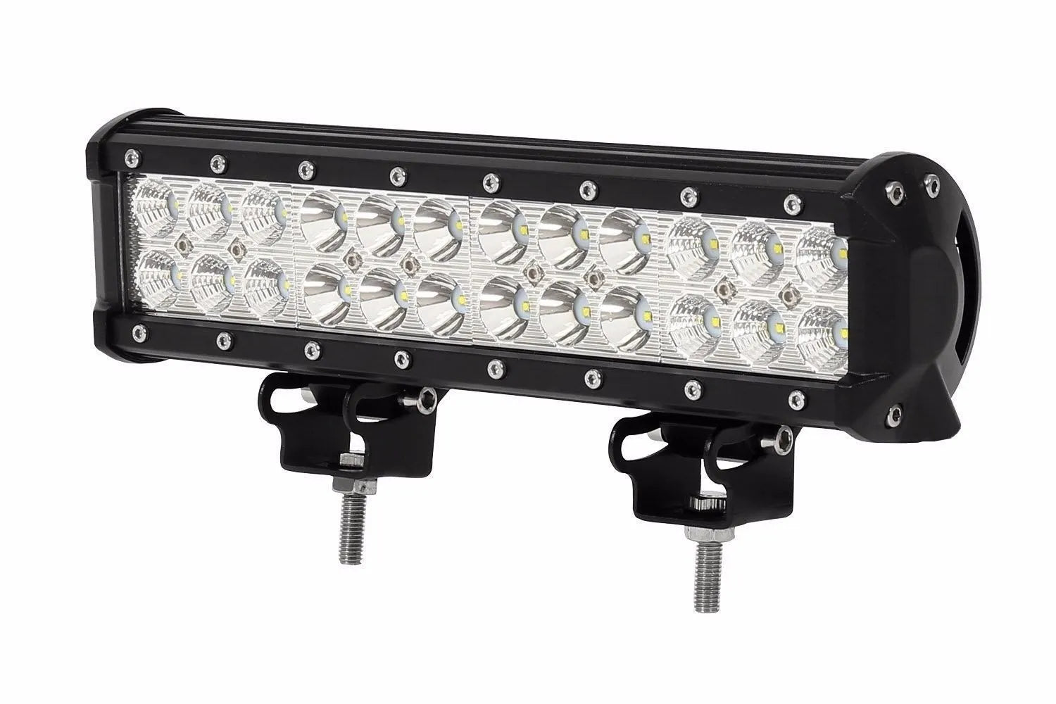 Black aluminium alloy double-row LED roof light bar for off-road vehicles.