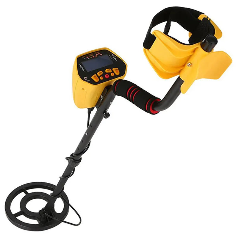 GC1028 professional metal detector in black and yellow with LCD display and waterproof search coil