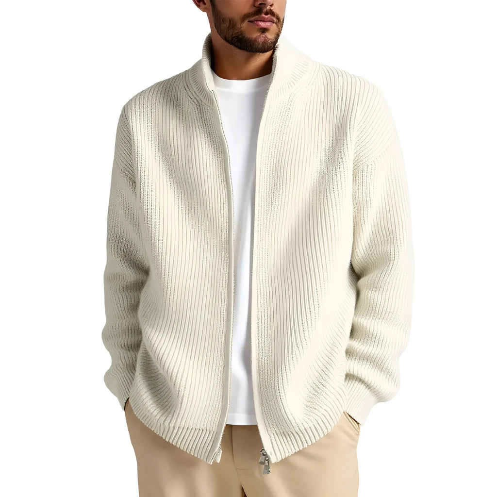 Men's loose fit cardigan sweater coat in chemical fibre blend available in five colours